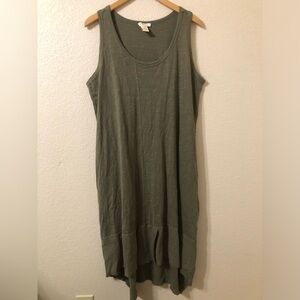 Sundance Summer Tank Top Midi Cotton Dress in Olive Green - Size XL